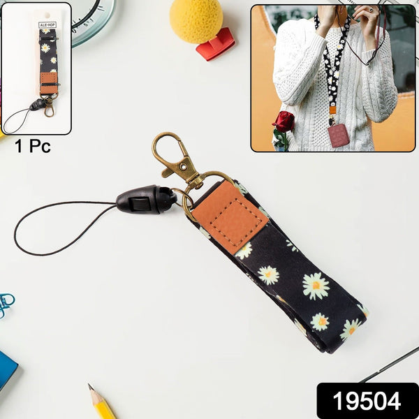 Floral Pattern Short Neck Lanyard 